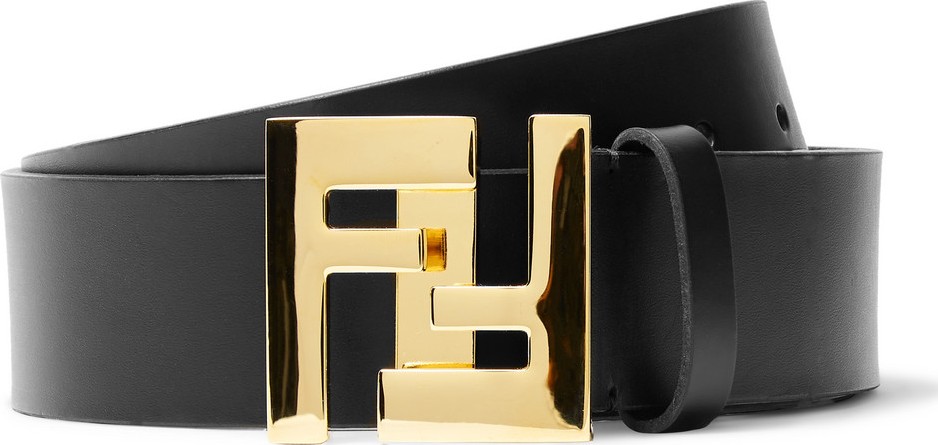 Fendi 3.5cm Black Leather Belt
