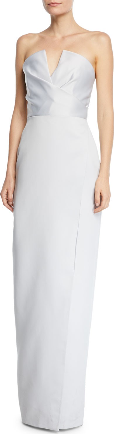Jay Godfrey Strapless V-Neck Gown w/ Slit