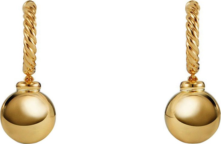 David Yurman Solari 18k Hoop Earrings w/ Dome Drops