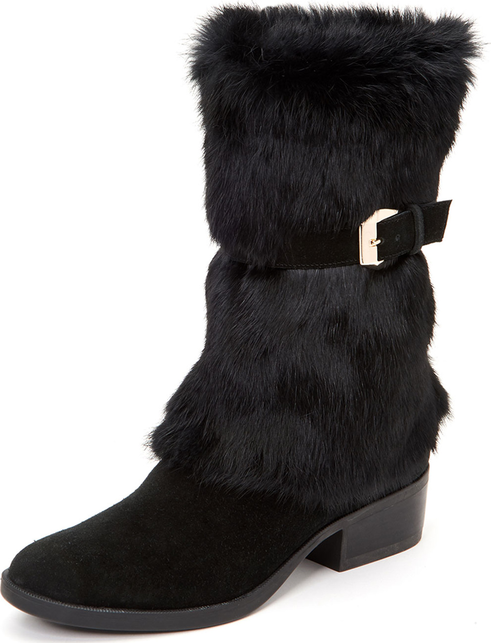 Taryn Rose Giselle Water-Resistant Suede & Faux-Fur Mid-Calf Boots