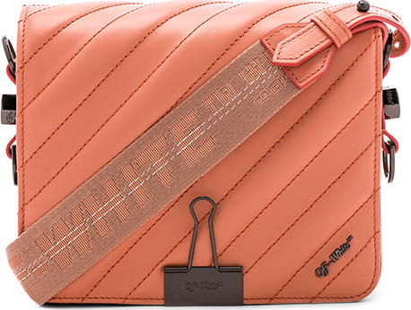 Off White Diagonal Quilted Flap Bag