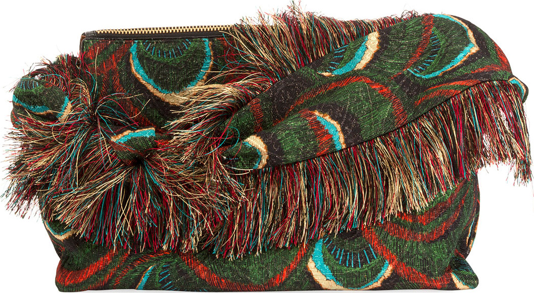Dries Van Noten Peacock Shoulder Bag with Fringing Dries Van Noten Peacock Shoulder Bag with Fringing