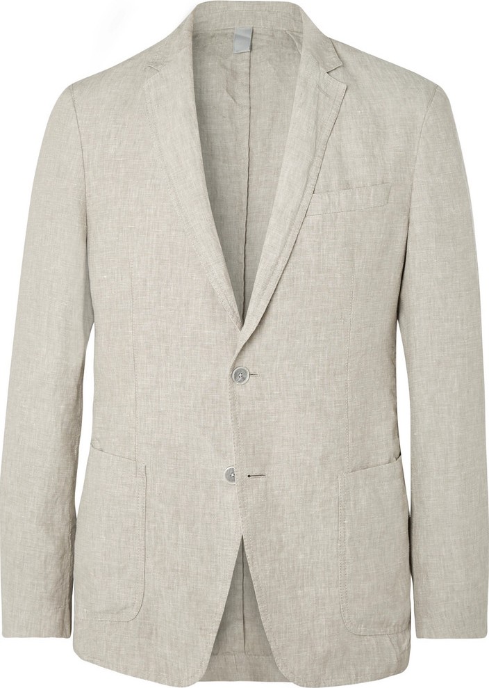 HUGO BOSS Beige Hanry Slim-Fit Unstructured Linen Suit Jacket