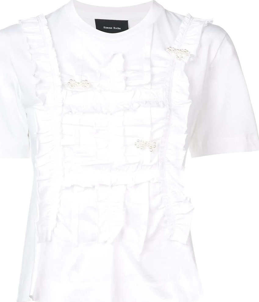 Simone Rocha beaded ruched front t-shirt