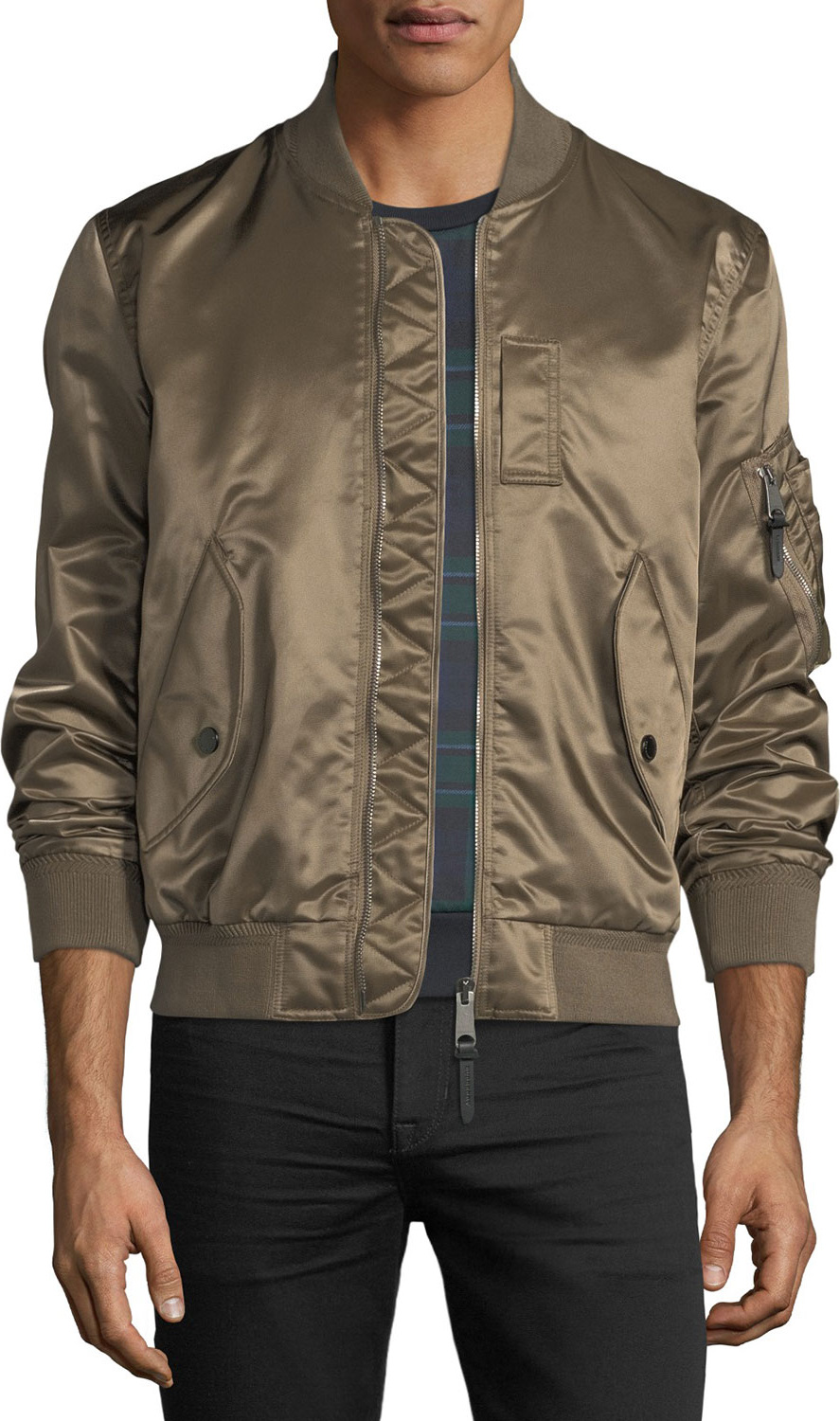 Burberry London England Brinkley Satin Bomber Jacket