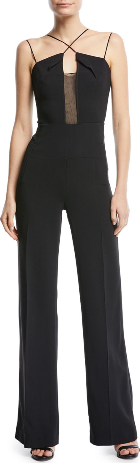 Roland Mouret Malvern Crisscross-Neck Sleeveless Wide-Leg Jumpsuit