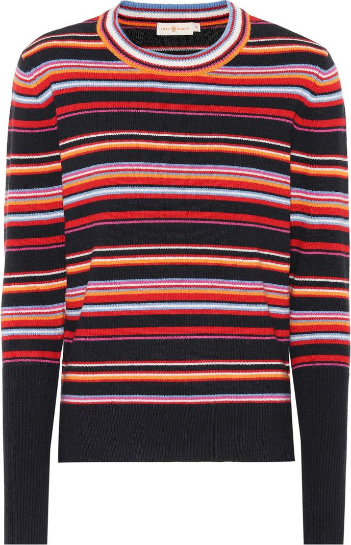 Tory Burch Kit striped cashmere-blend sweater