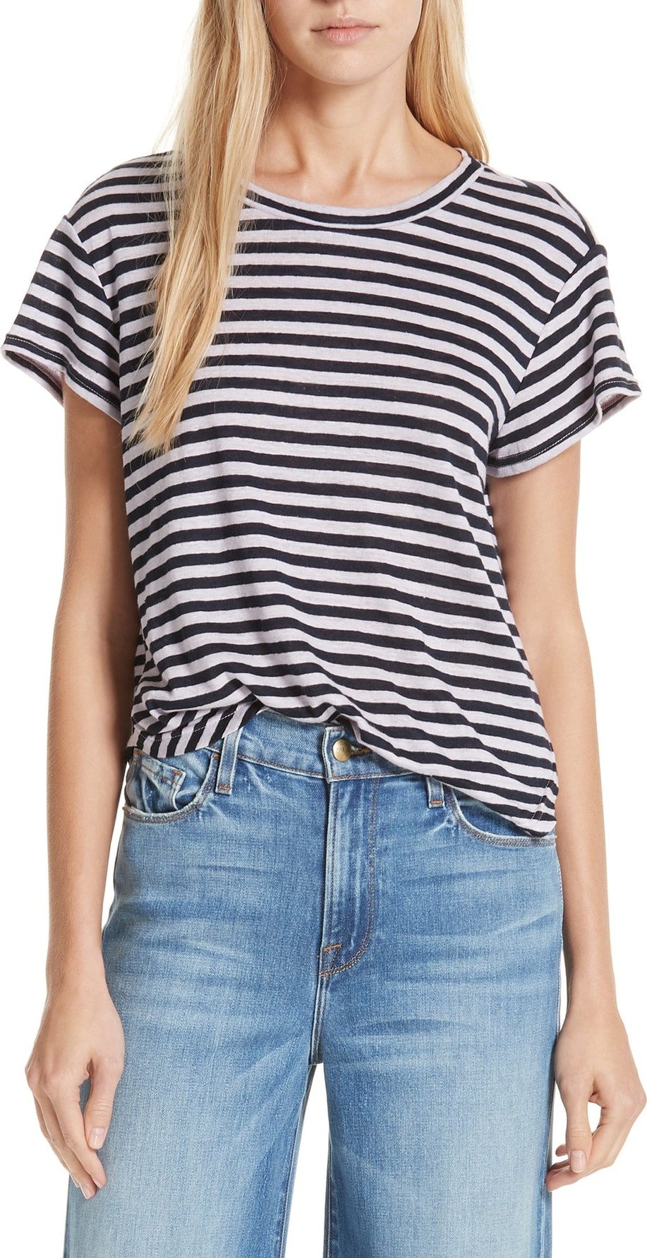 FRAME DENIM Stripe Linen Tee