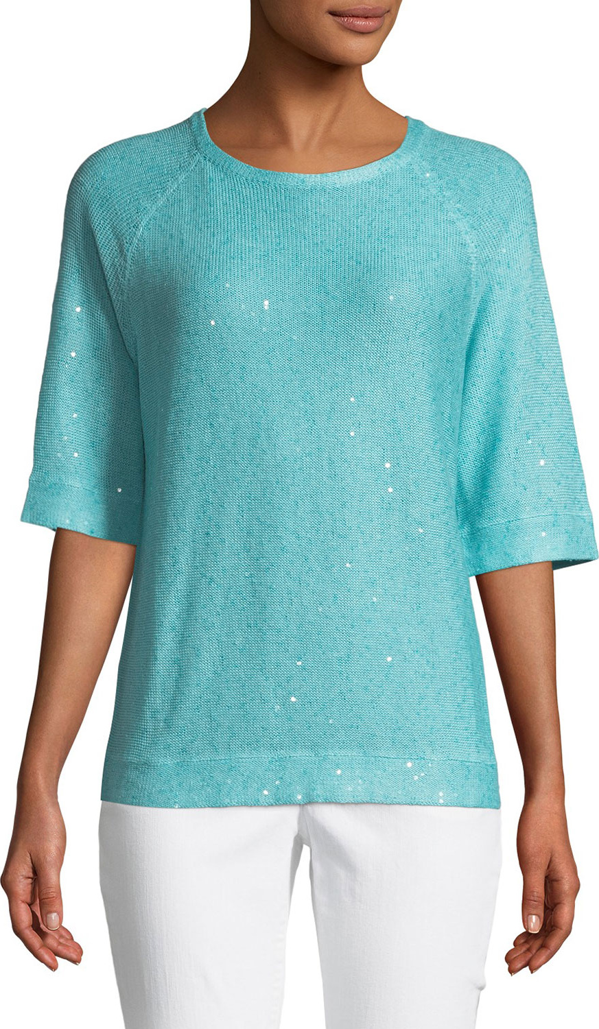 Brunello Cucinelli Paillette 3/4-Sleeve Sweater