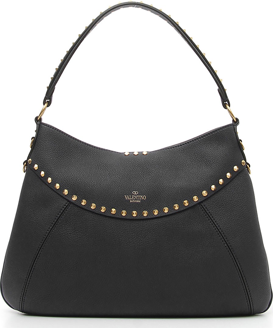 Valentino Twinkle Studs Medium Leather Hobo Bag