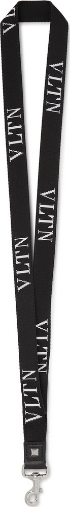 Valentino Valentino Garavani Leather-Trimmed Logo-Jacquard Webbing Lanyard