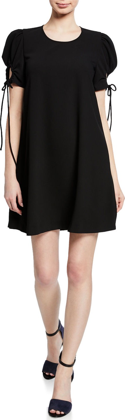 See By Chloé Crewneck Puff-Sleeve Mini Dress
