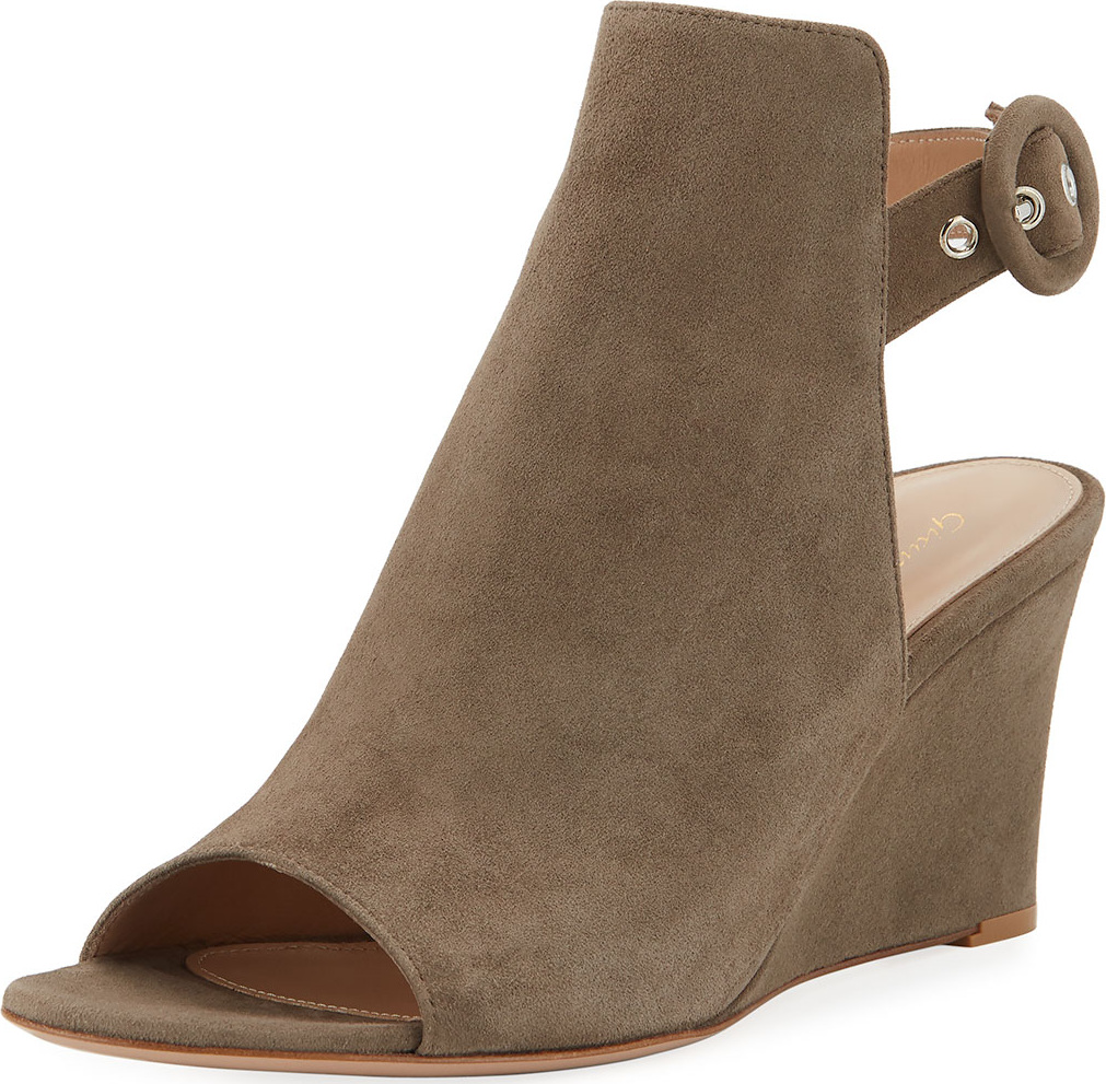 Gianvito Rossi Open-Toe Slingback Wedge Bootie