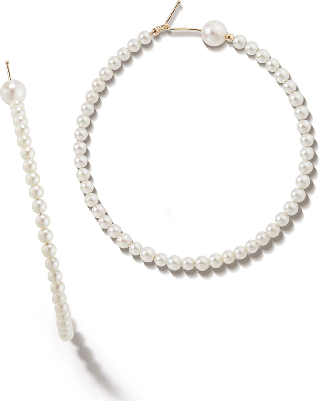 Mizuki 14k Gold Medium Pearl Hoop Earrings