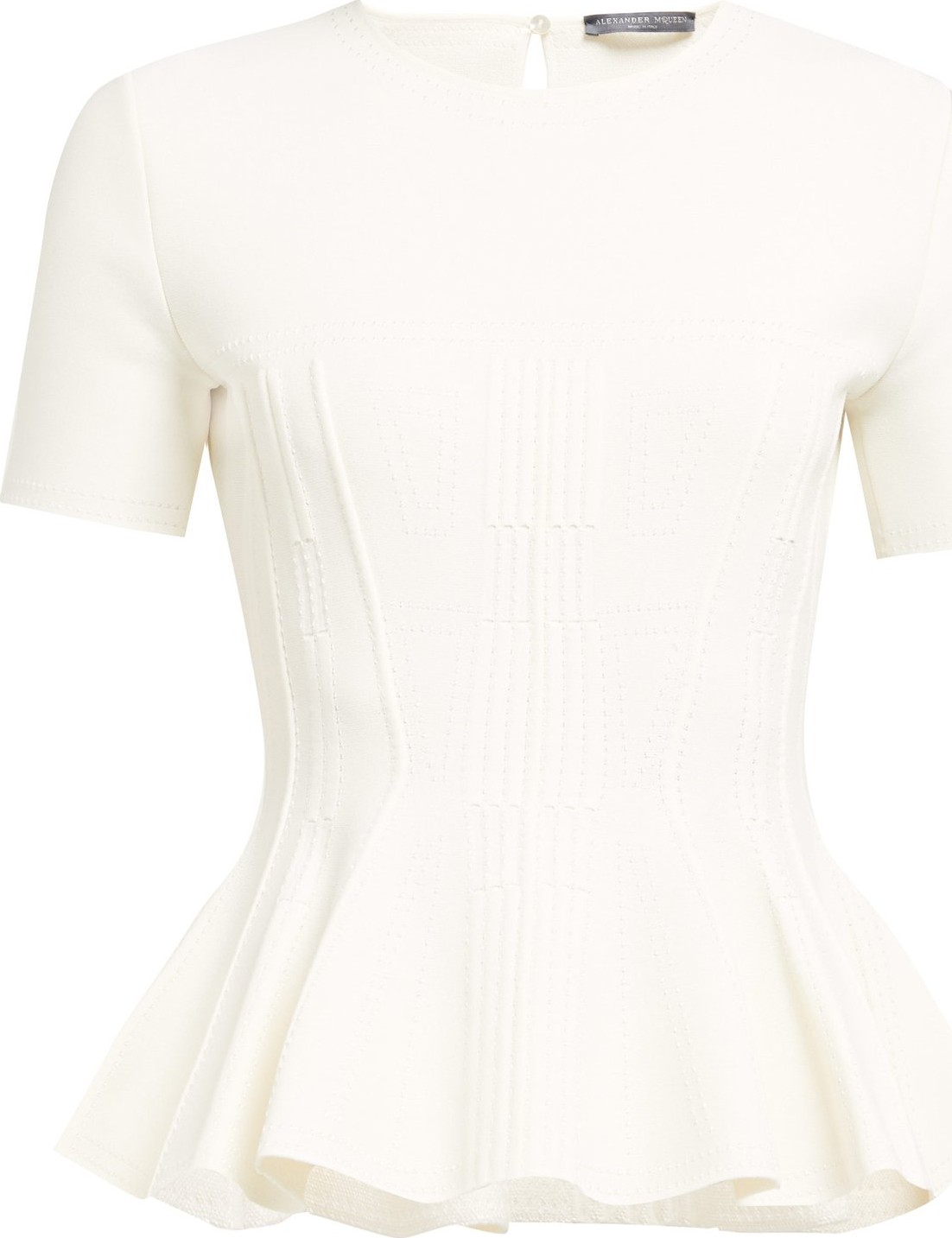 Alexander McQueen Ribbed short-sleeve peplum-hem sweater