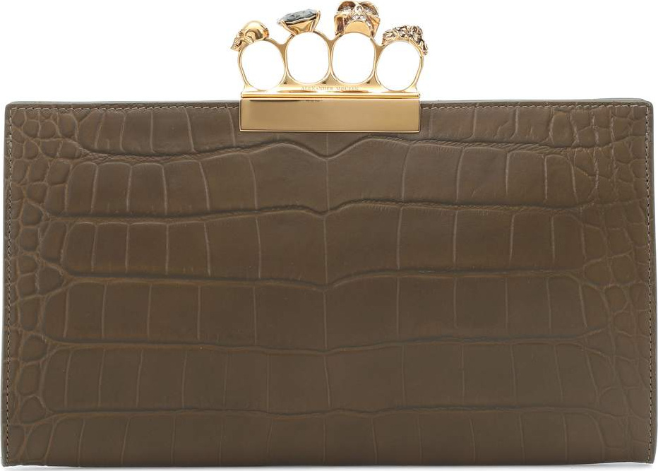 Alexander McQueen Embossed leather clutch