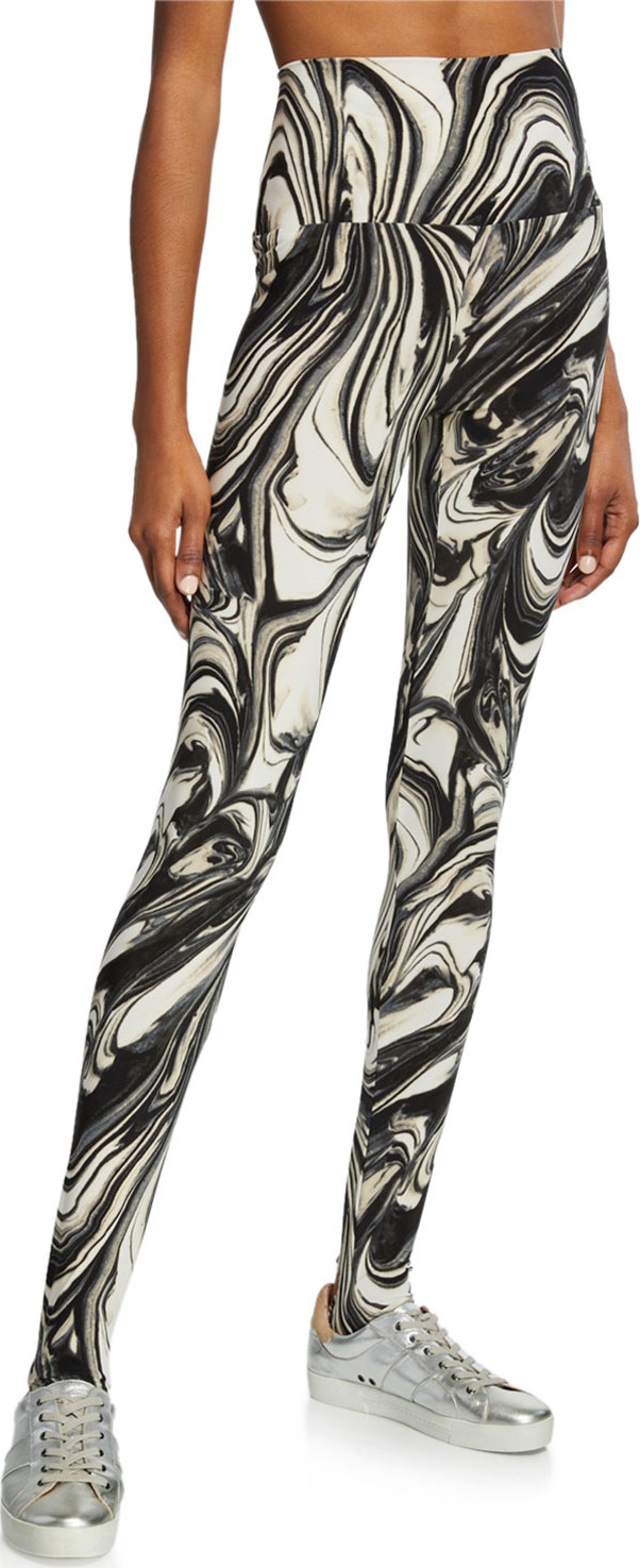 Norma Kamali Printed Jersey Stirrup Leggings
