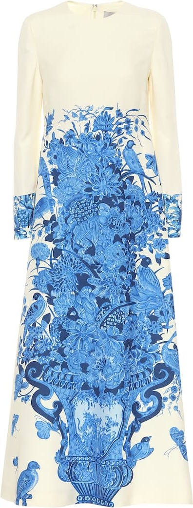 Valentino Printed wool and silk midi dress