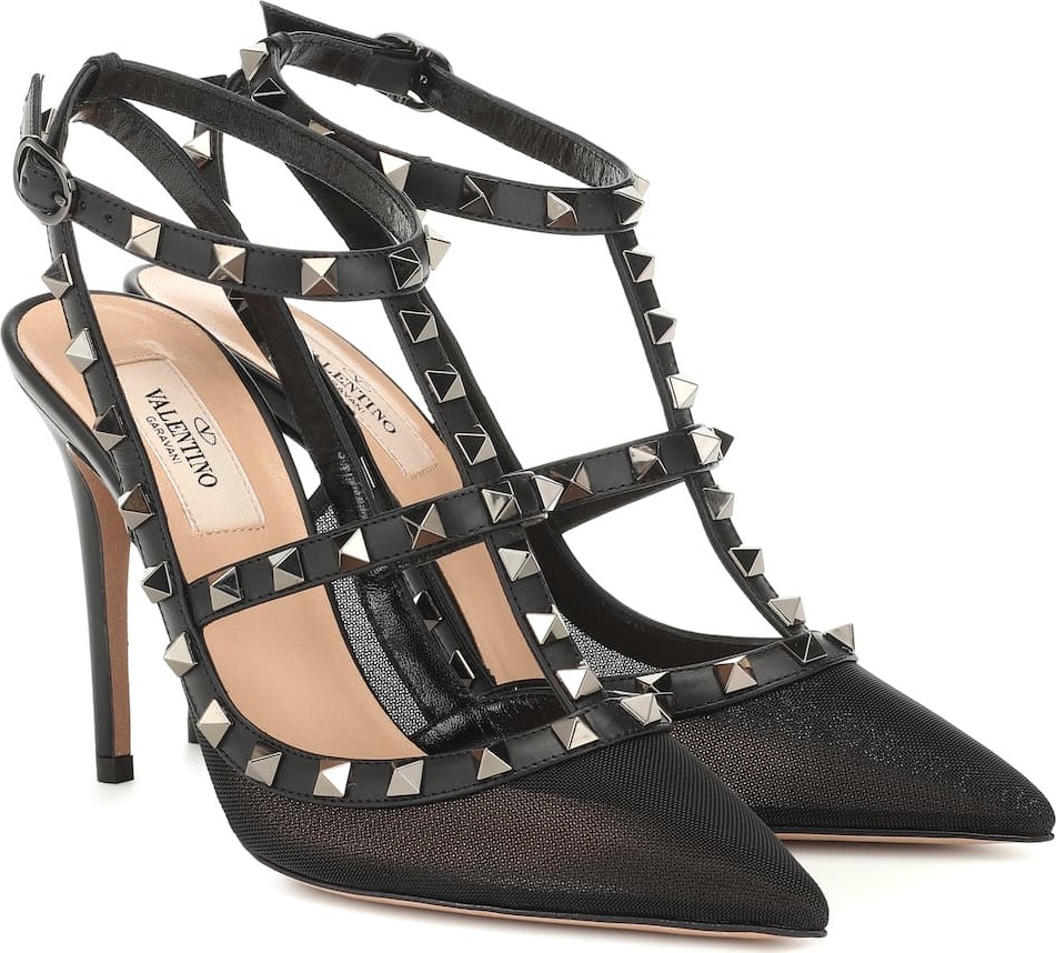 Valentino Valentino Garavani Rockstud mesh and leather pumps