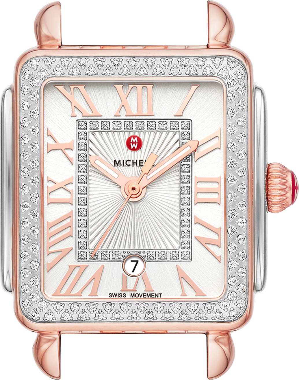 MICHELE Deco Madison Mid Two-Tone Watch Head, Rose/Steel