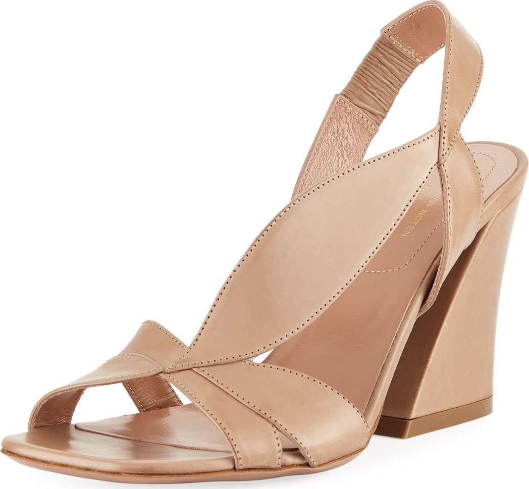 Dries Van Noten Asymmetric Napa Leather Chunky-Heel Sandal