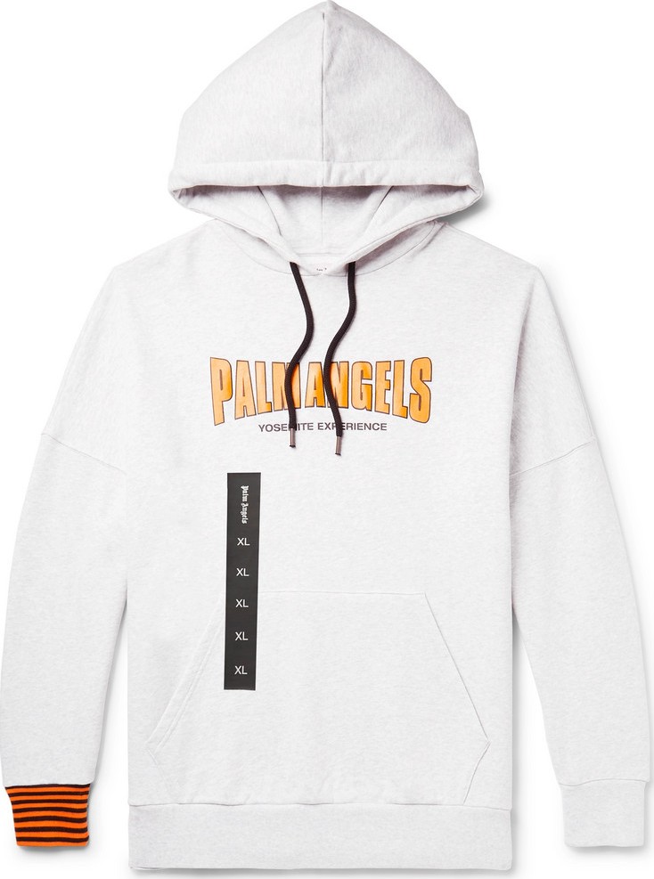 Palm Angels Logo-Print Mélange Loopback Cotton-Jersey Hoodie