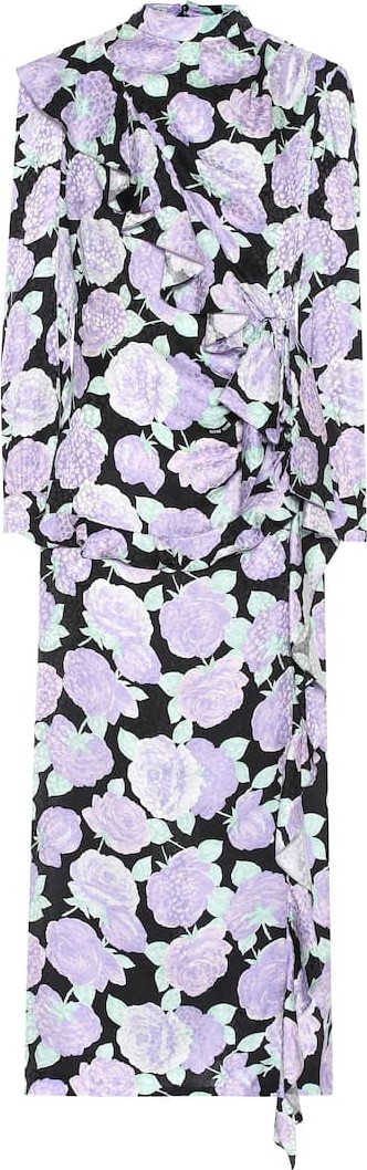 Miu Miu Floral jacquard silk midi dress