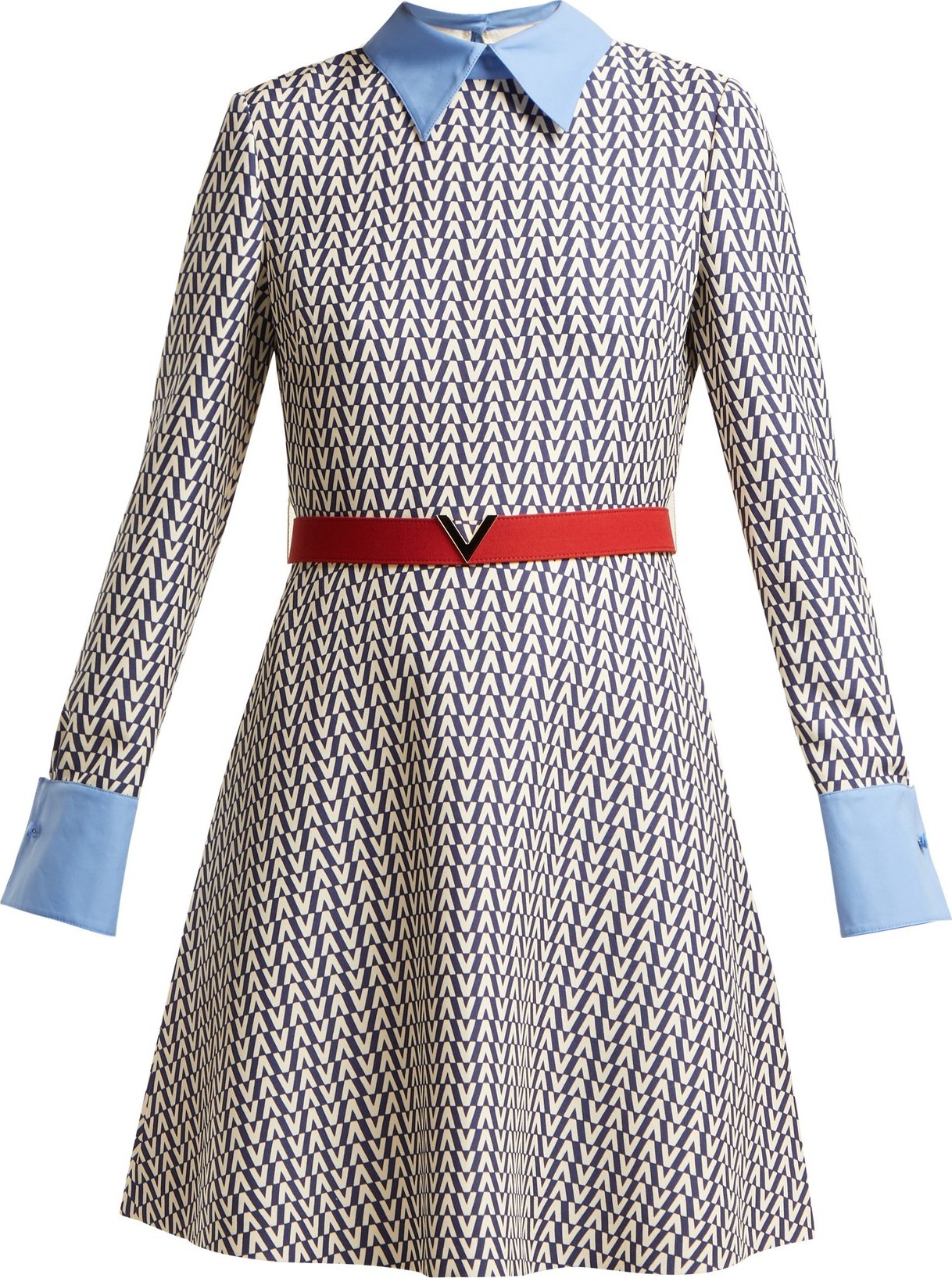 Valentino Optical-print wool and silk-blend mini dress