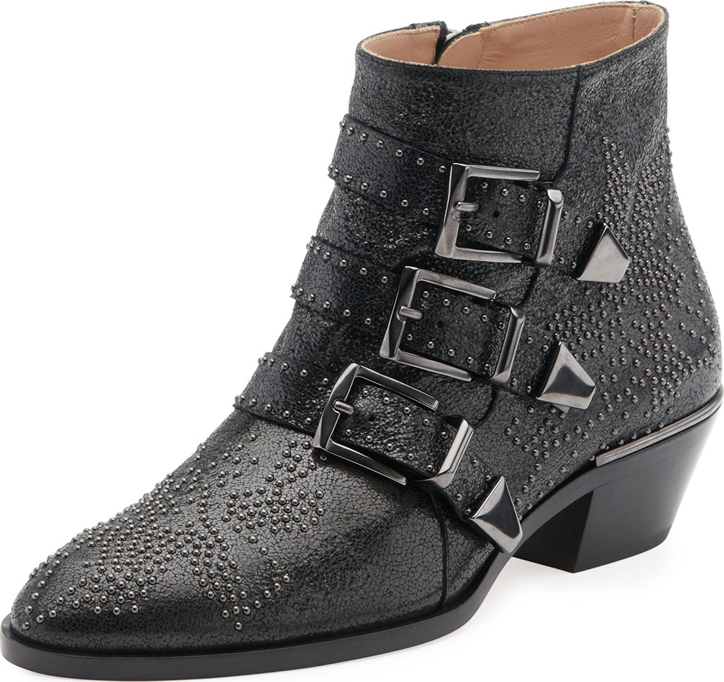 Chloe Suzanna Studded Buckle Boot, Black