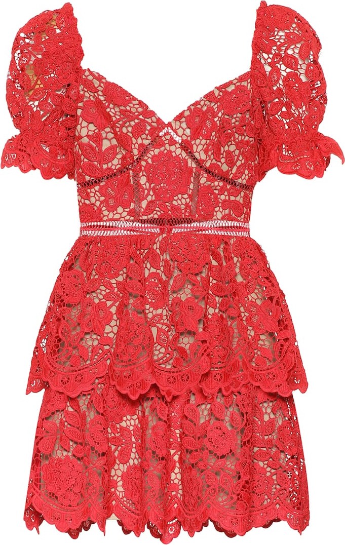 Self Portrait Floral-lace minidress