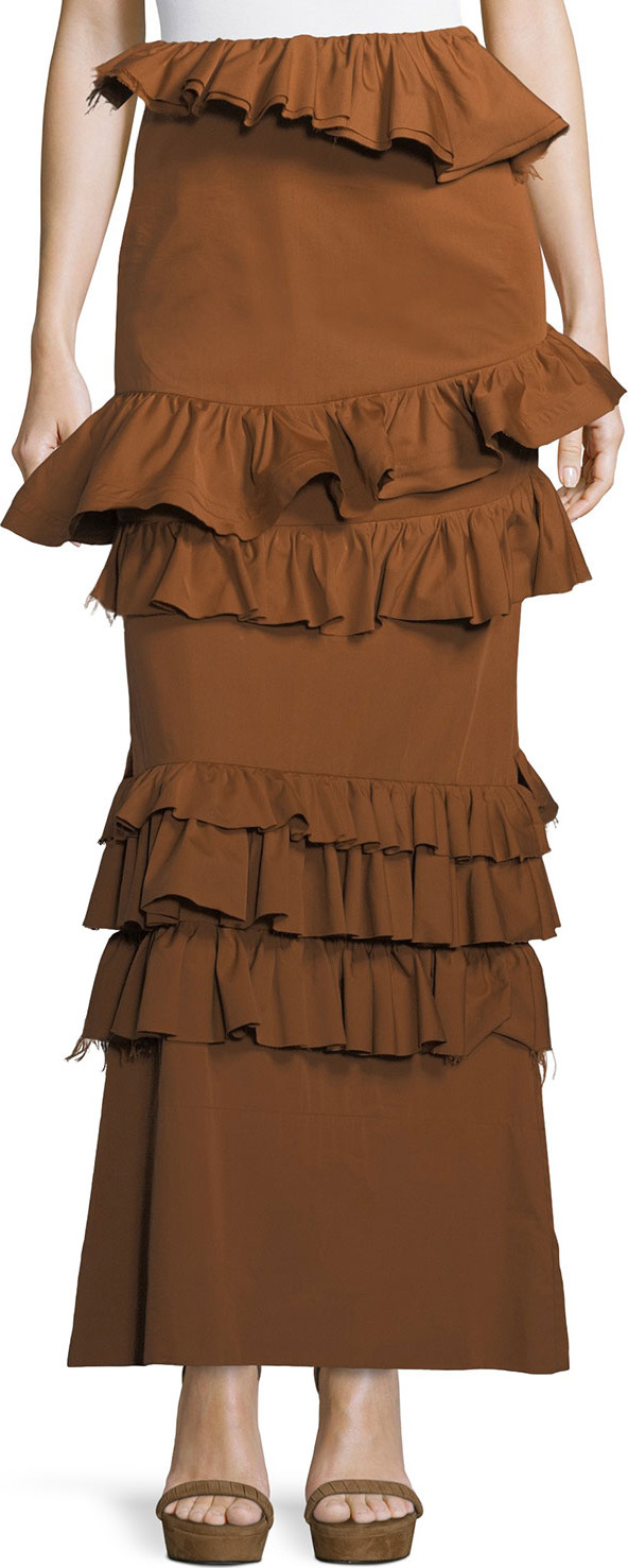 Brock Collection Long Tiered Ruffled Skirt