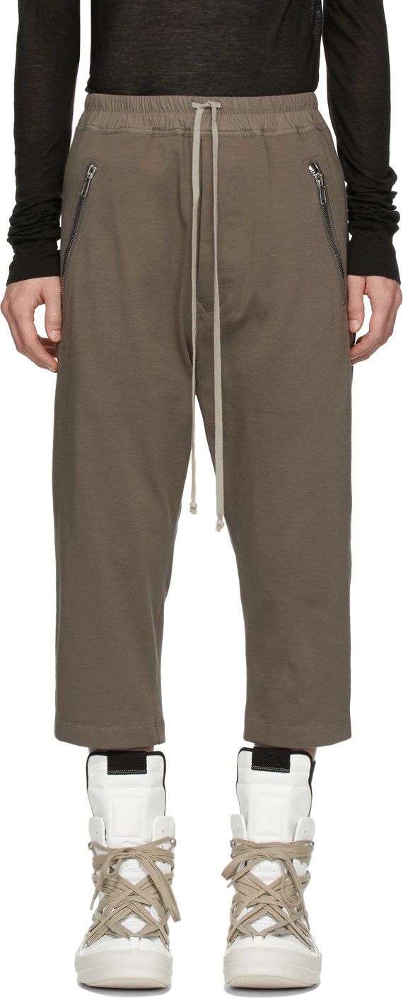 Rick Owens Grey Tecuatl Cropped Sweatpants