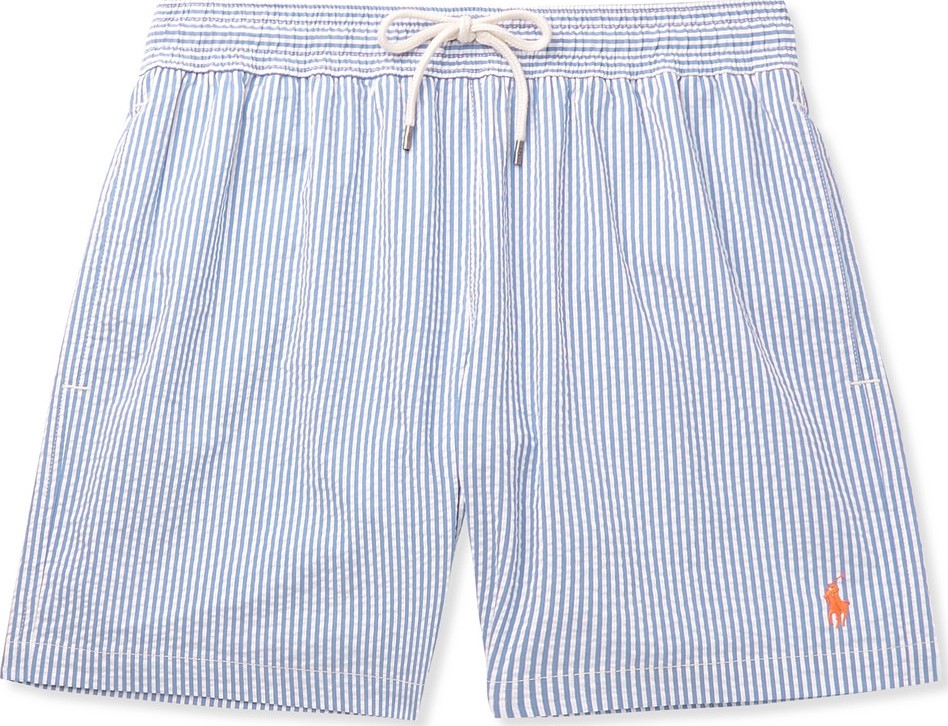 Polo Ralph Lauren Mid-Length Striped Cotton-Blend Seersucker Swim Shorts