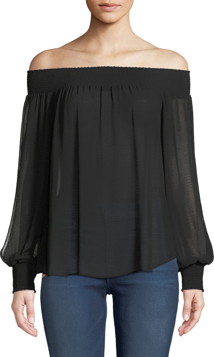 Ramy Brook Augustine Off-the-Shoulder Split-Sleeve Top