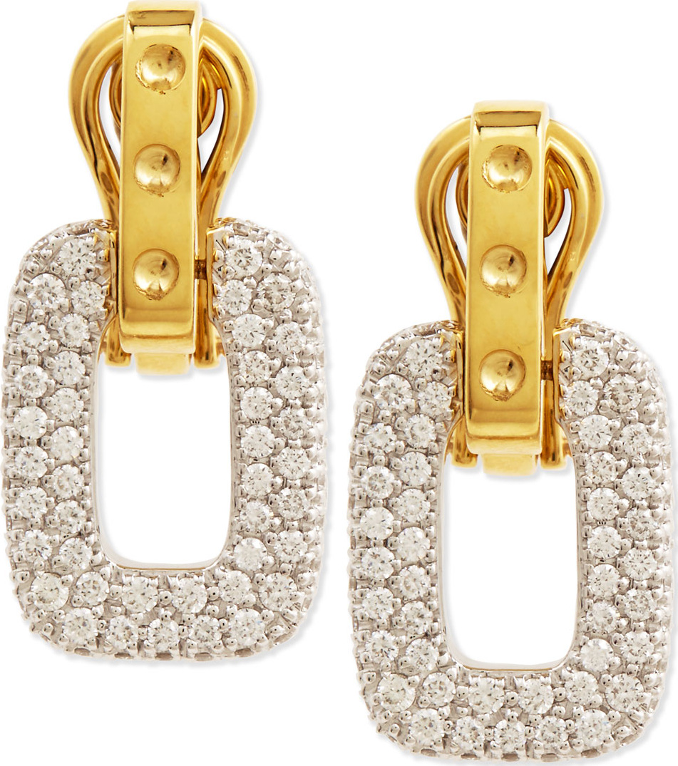 Roberto Coin Pois Moi Diamond Square Dangle Drop Earrings, Yellow Gold