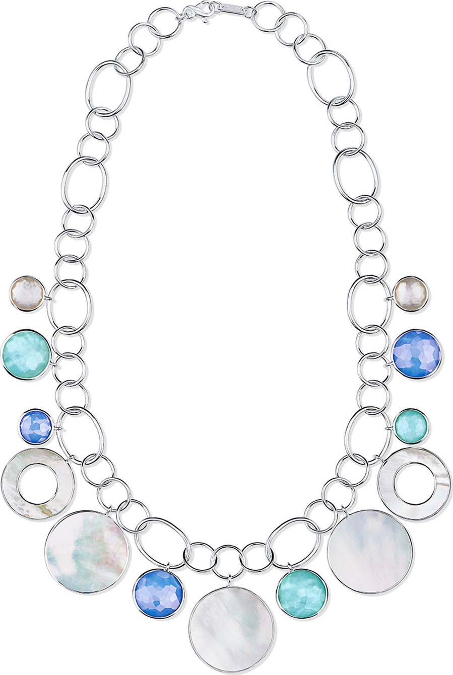 IPPOLITA Wonderland Chain Link Necklace w/ Shell & Stone Drops in Brazilian Blue