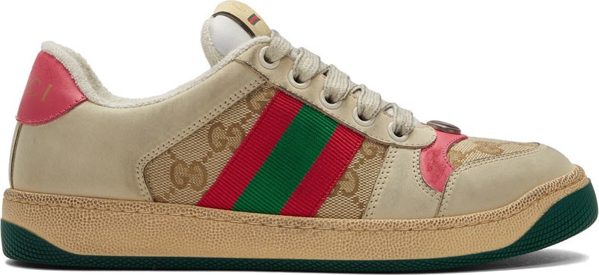Gucci White & Pink GG Screener Sneakers