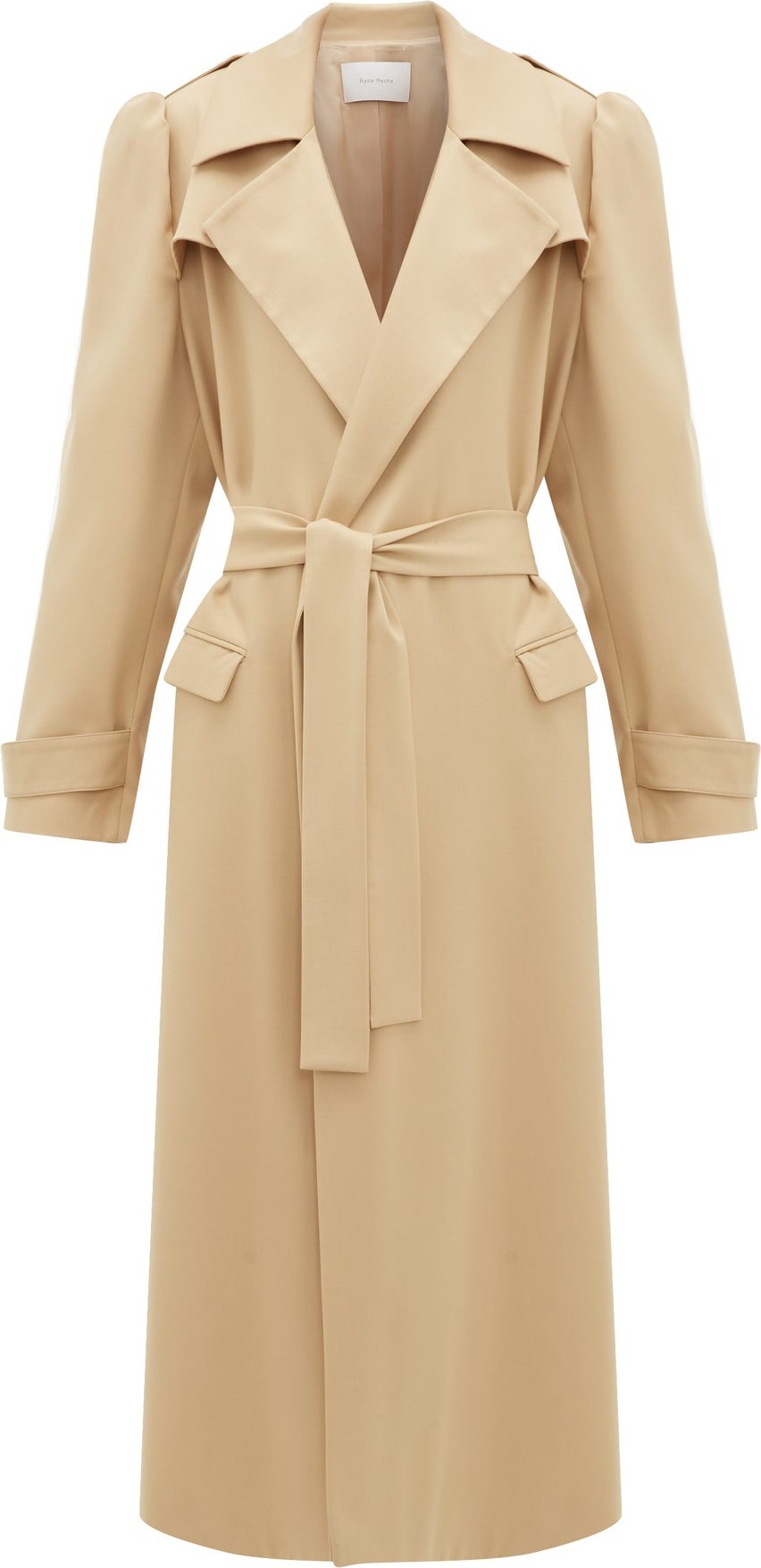 Ryan Roche Puffed-sleeve wool-gabardine trench coat