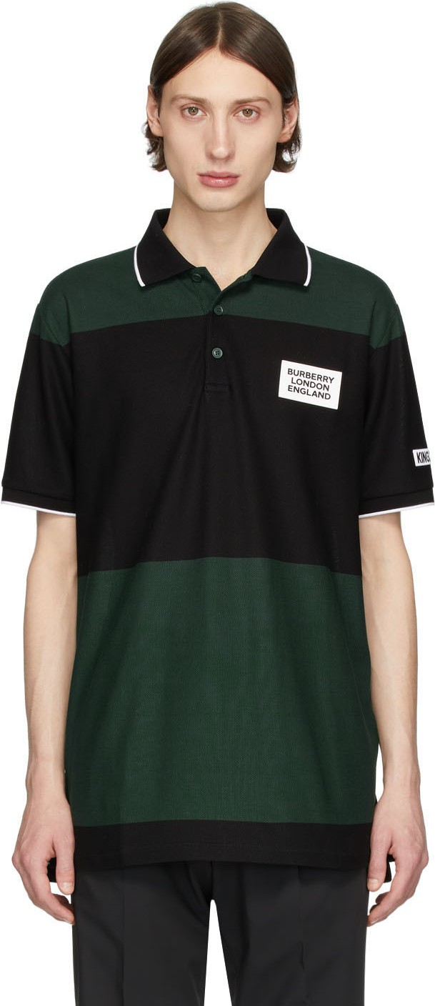 Burberry London England SSENSE Exclusive Black & Green Copland Polo