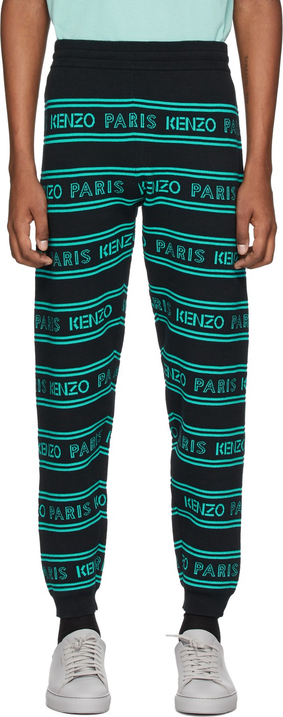 KENZO Black & Blue All-Over Logo Lounge Pants KENZO Black & Blue All-Over Logo Lounge Pants