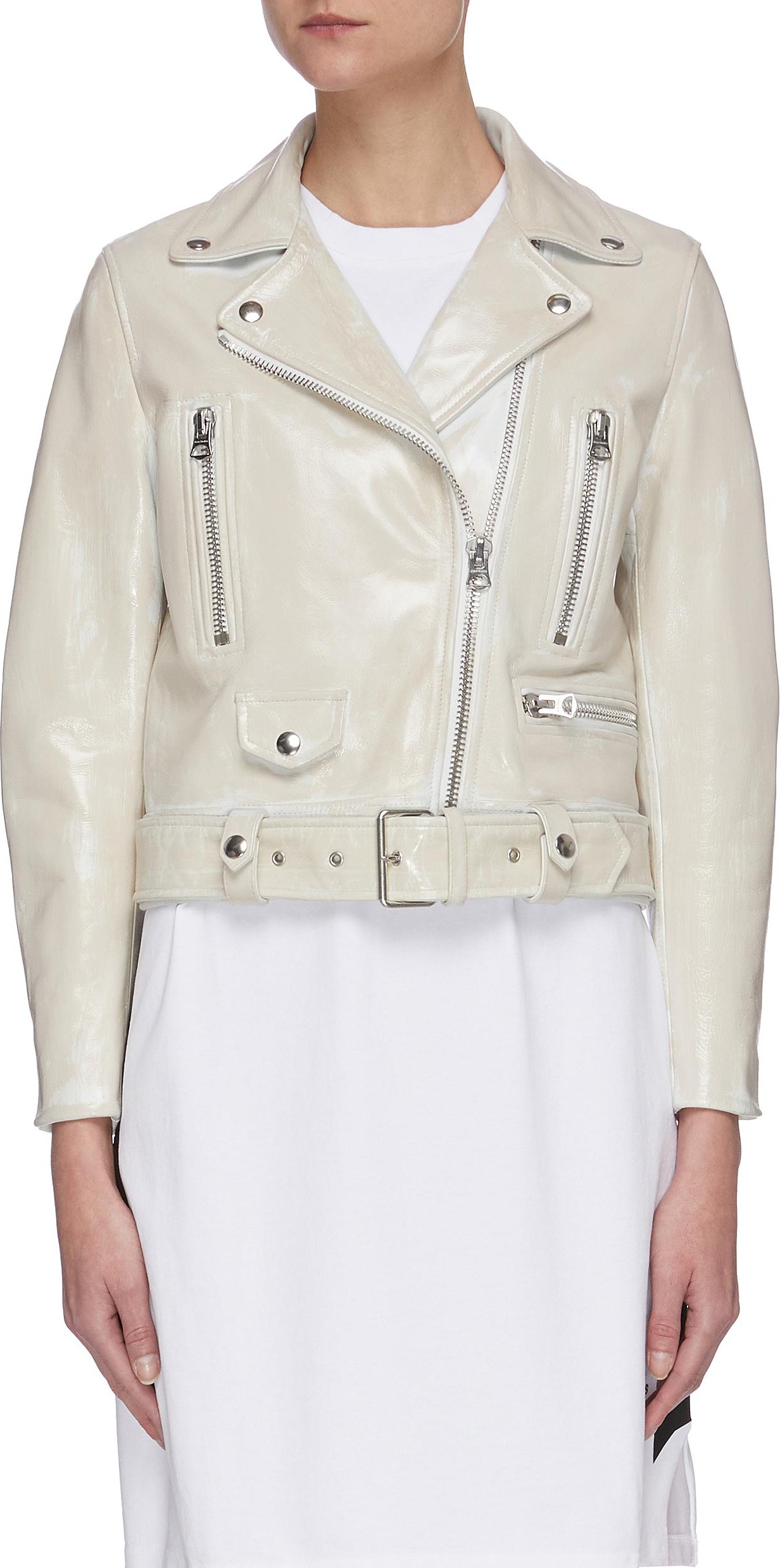 Acne Studios Belted leather biker jacket