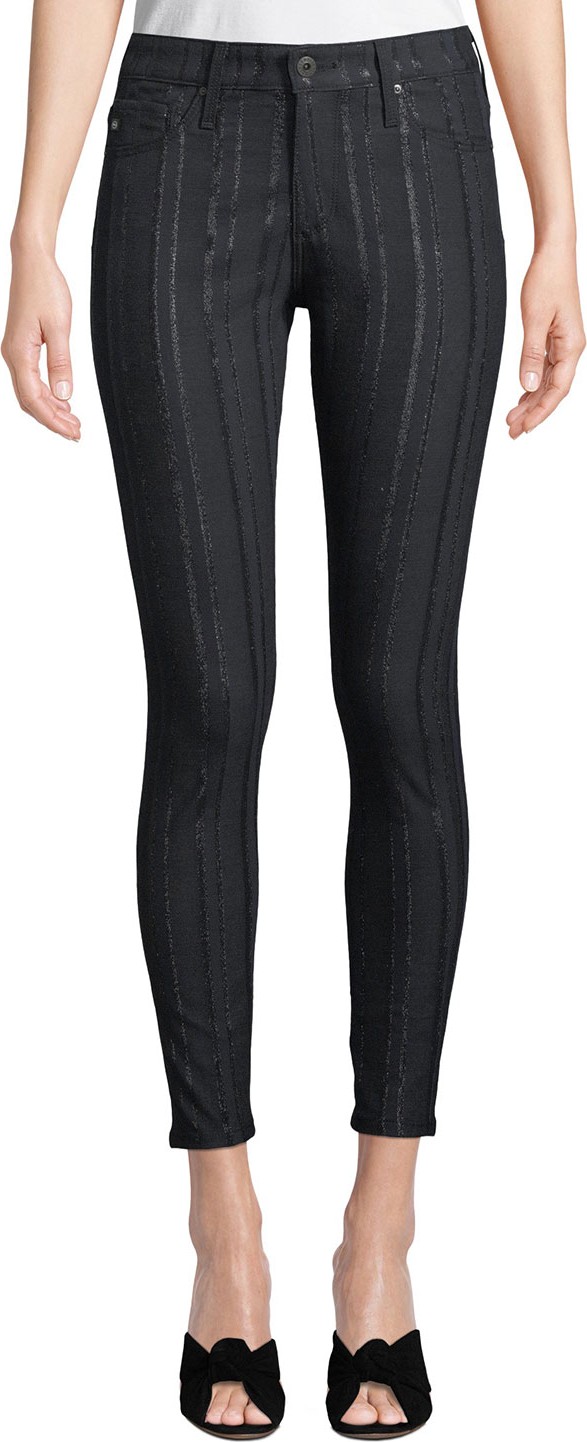 AG Jeans Farrah High-Rise Skinny Ankle Jeans with Metallic Stripes