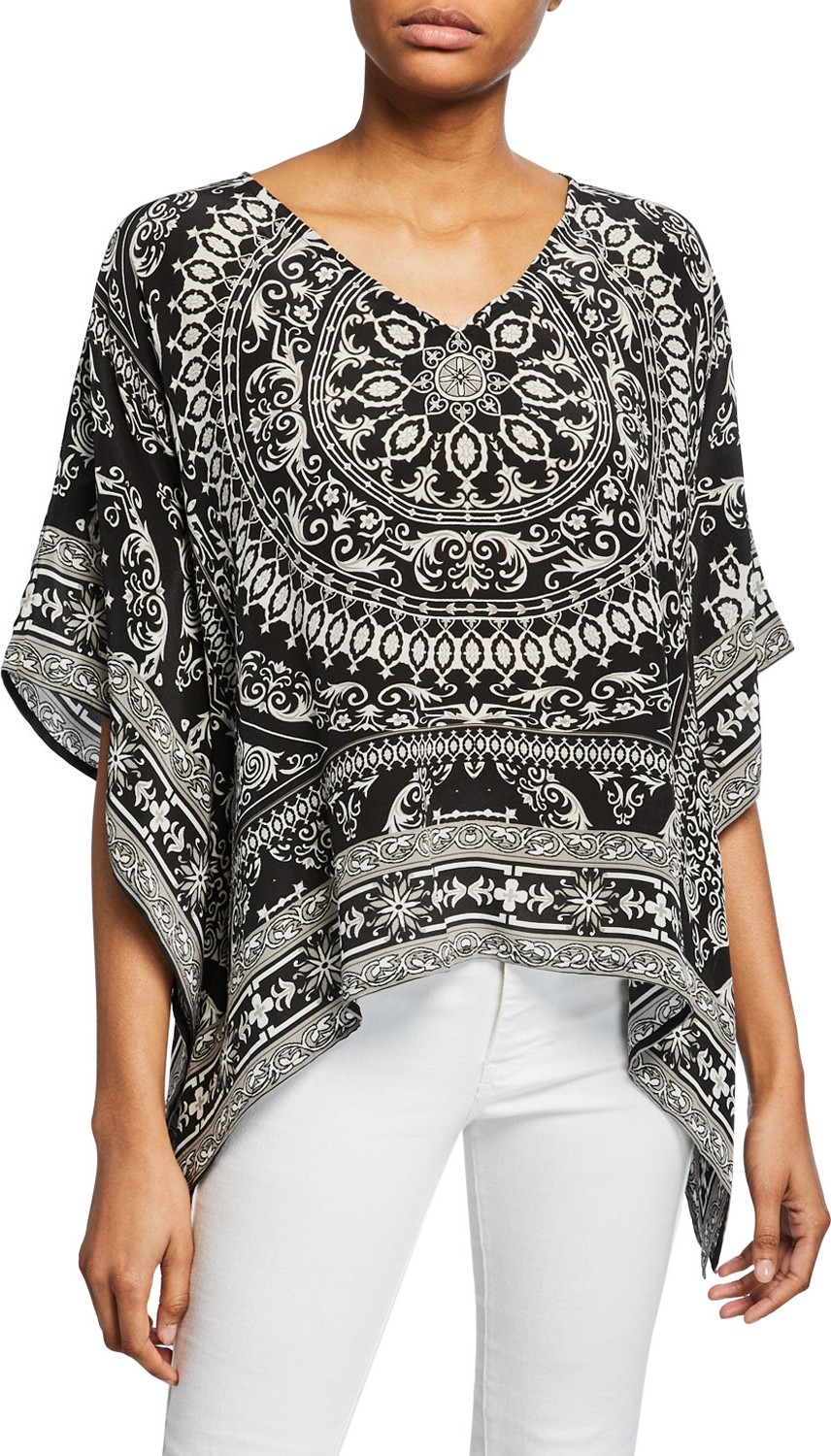 Tolani Briyana Asymmetric Printed Silk Tunic