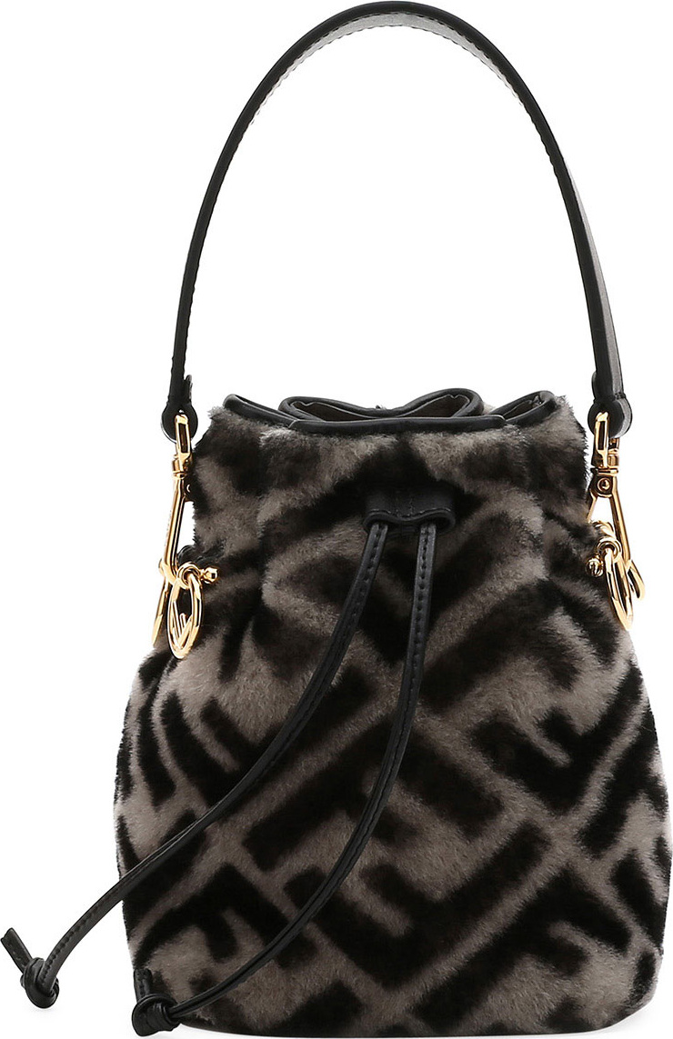 Fendi Mon Tresor FF Shearling Fur Bucket Bag