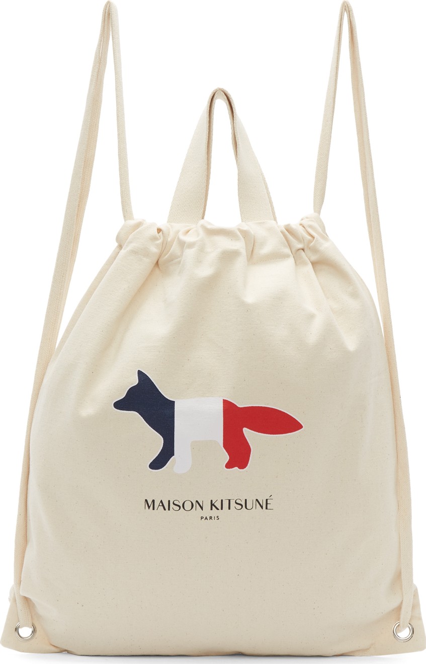 Maison Kitsune Off-White Tricolor Fox Tote Backpack