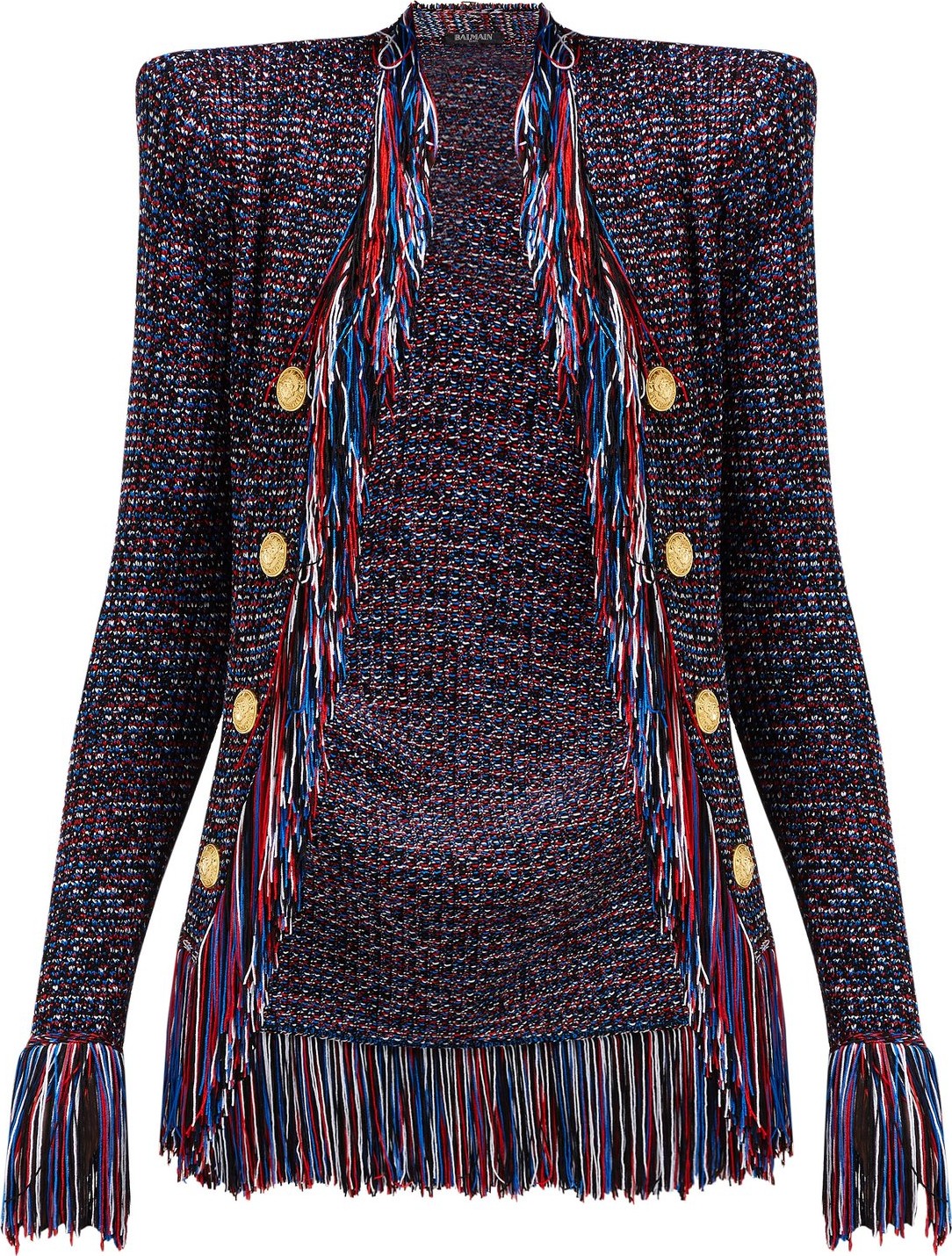 Balmain Fringed single-breasted tweed jacket