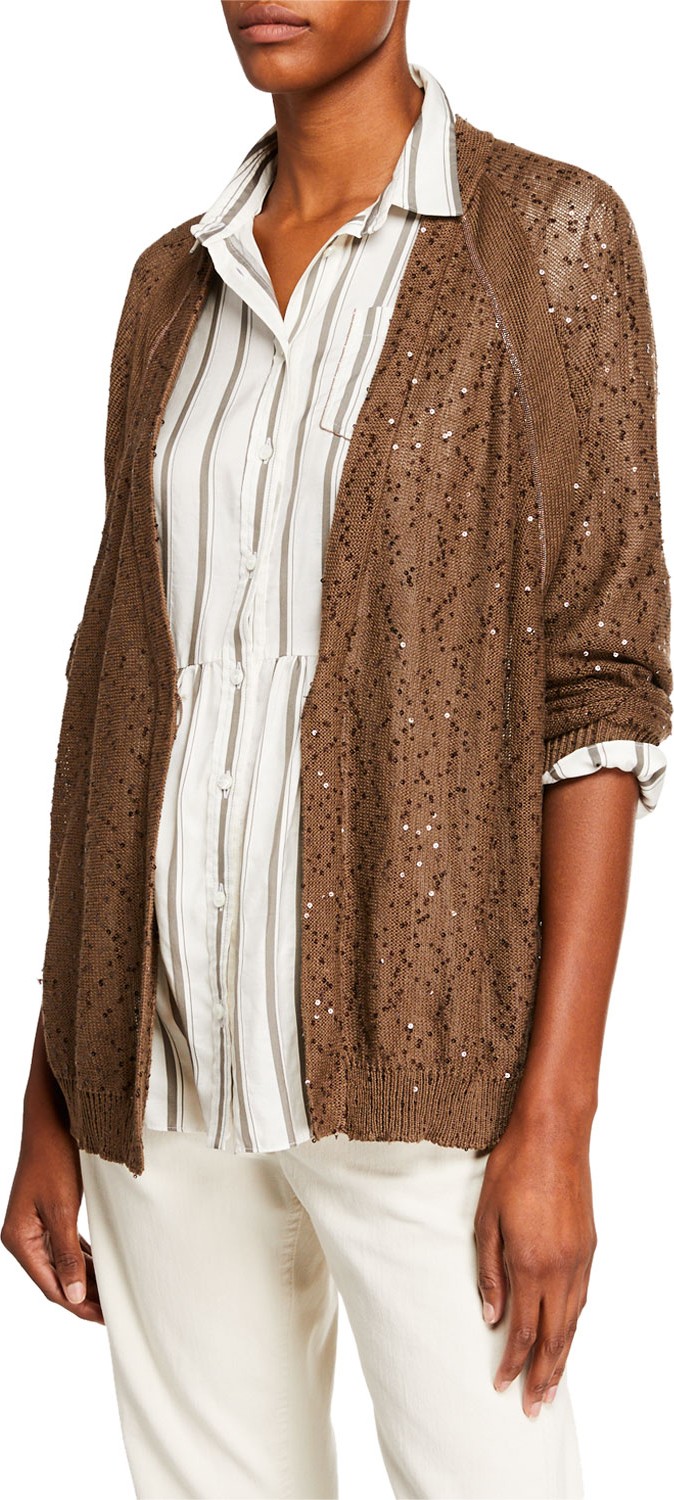 Brunello Cucinelli Linen Silk Sequined Relaxed