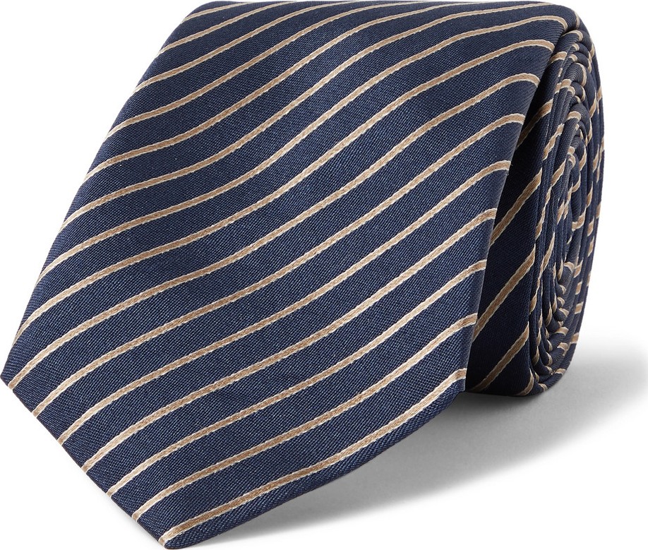 Giorgio Armani 7cm Striped Silk-Jacquard Tie