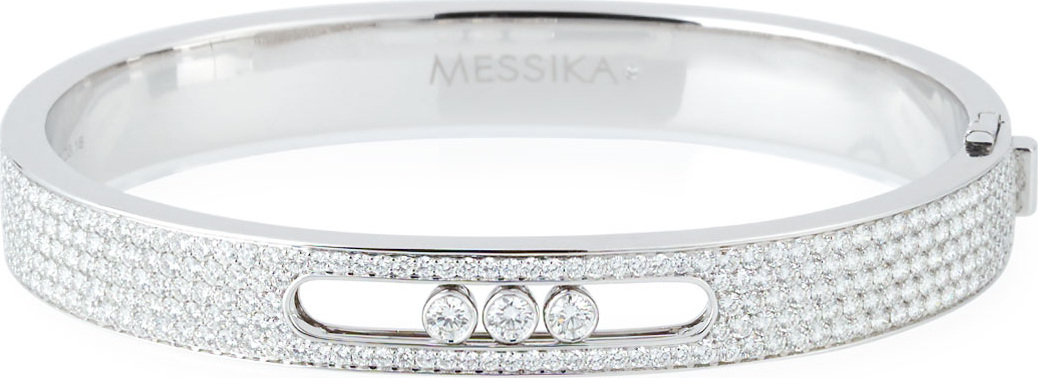 Messika 18k White Gold Small Pave Diamond Bangle