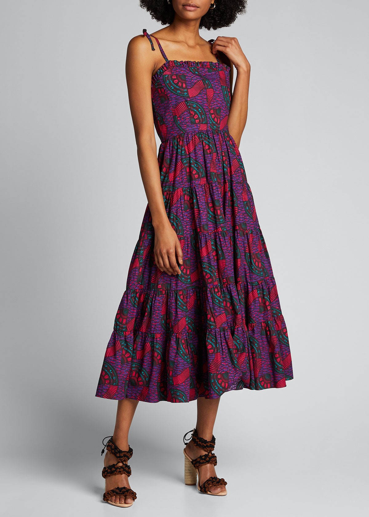 Ulla Johnson Ellyn Printed Tiered Midi Dress